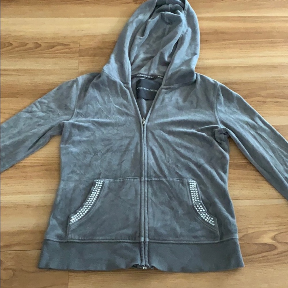 Grey XS VS velour jacket with gems on pockets